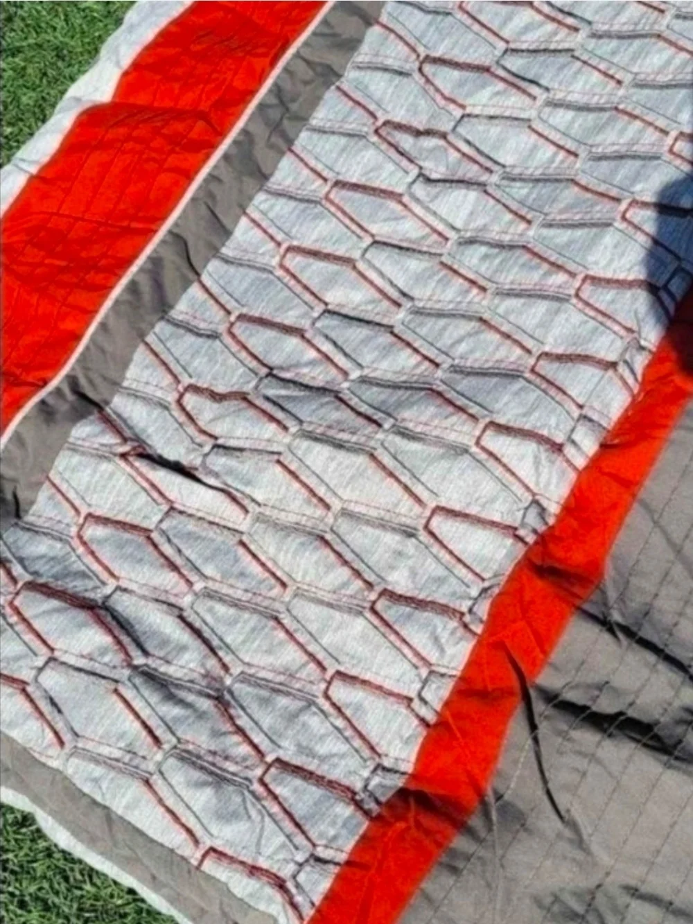 Modern Geometric Quilt Cover in Gray and Orange Bed Comforter Queen